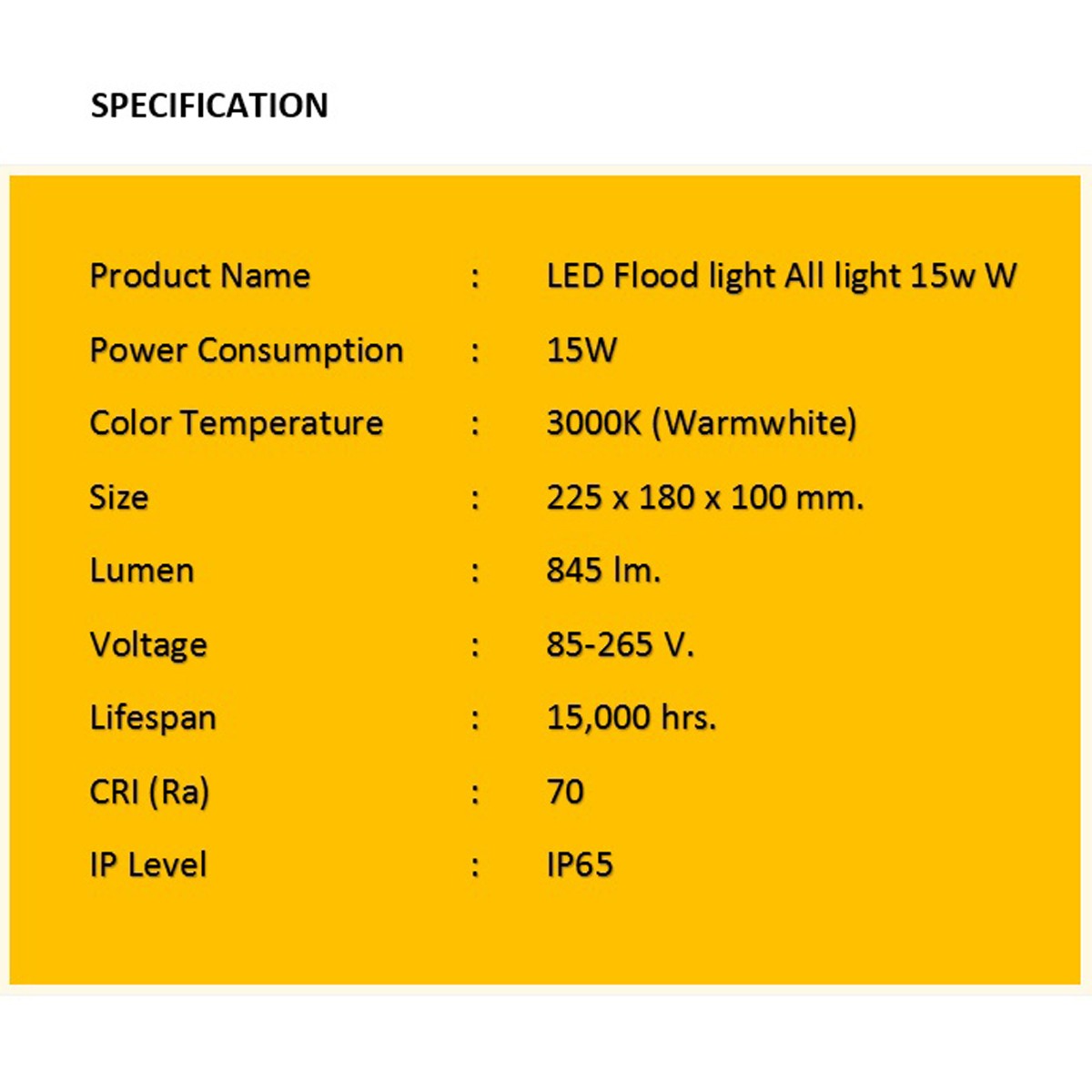 สปอร์ตไลท์ LED 15w (วอร์มไวท์) Switch